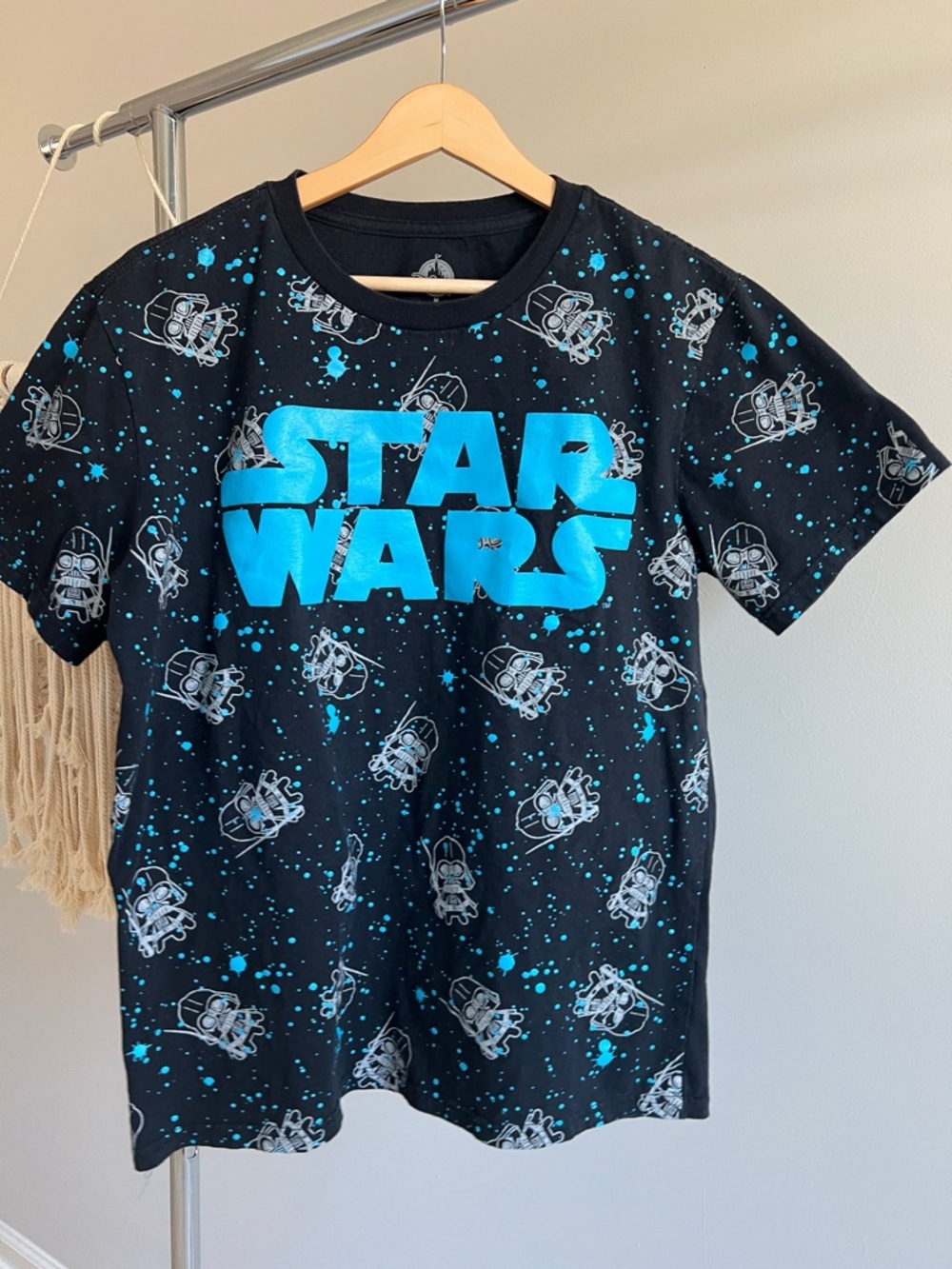 Mens Black & Blue Star Wars Graphic Tee
